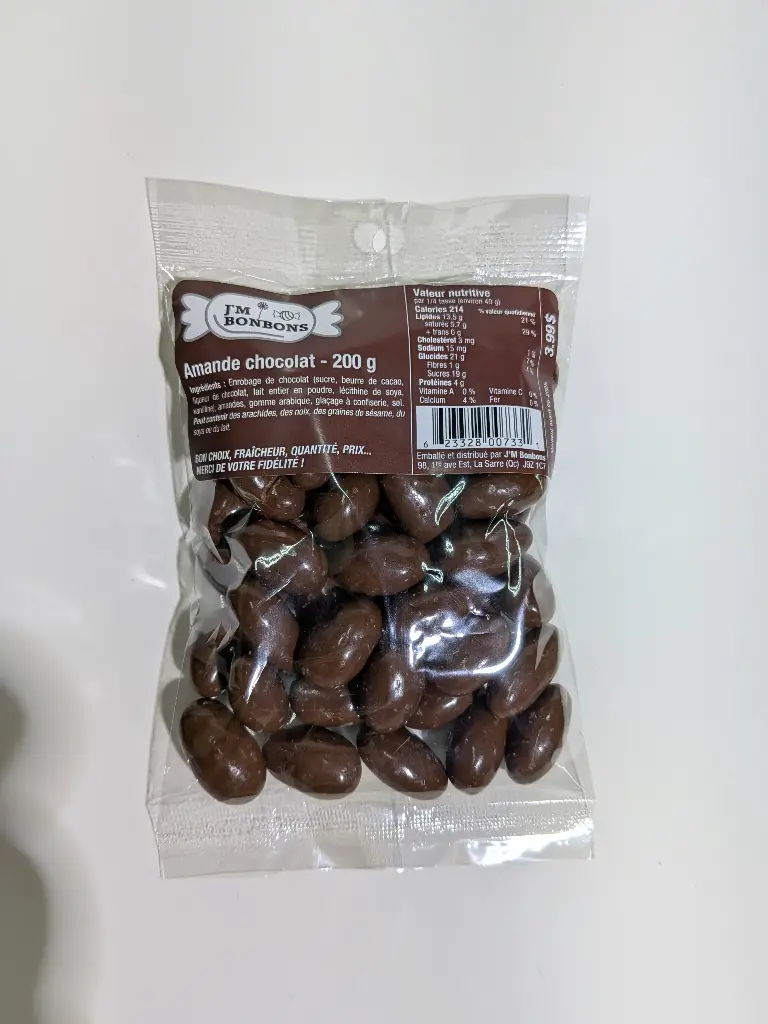 3.99$ Amande Sac Chocolat 