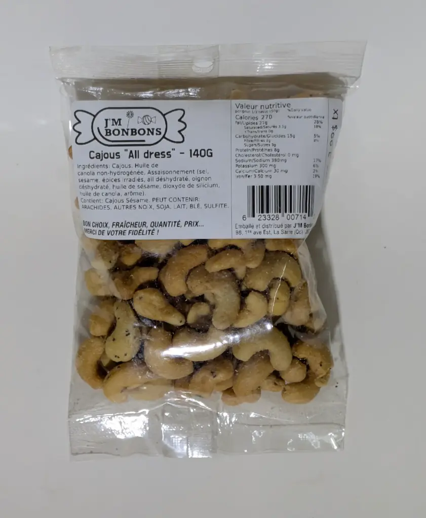 3.99$ Cajoux plein goût sac