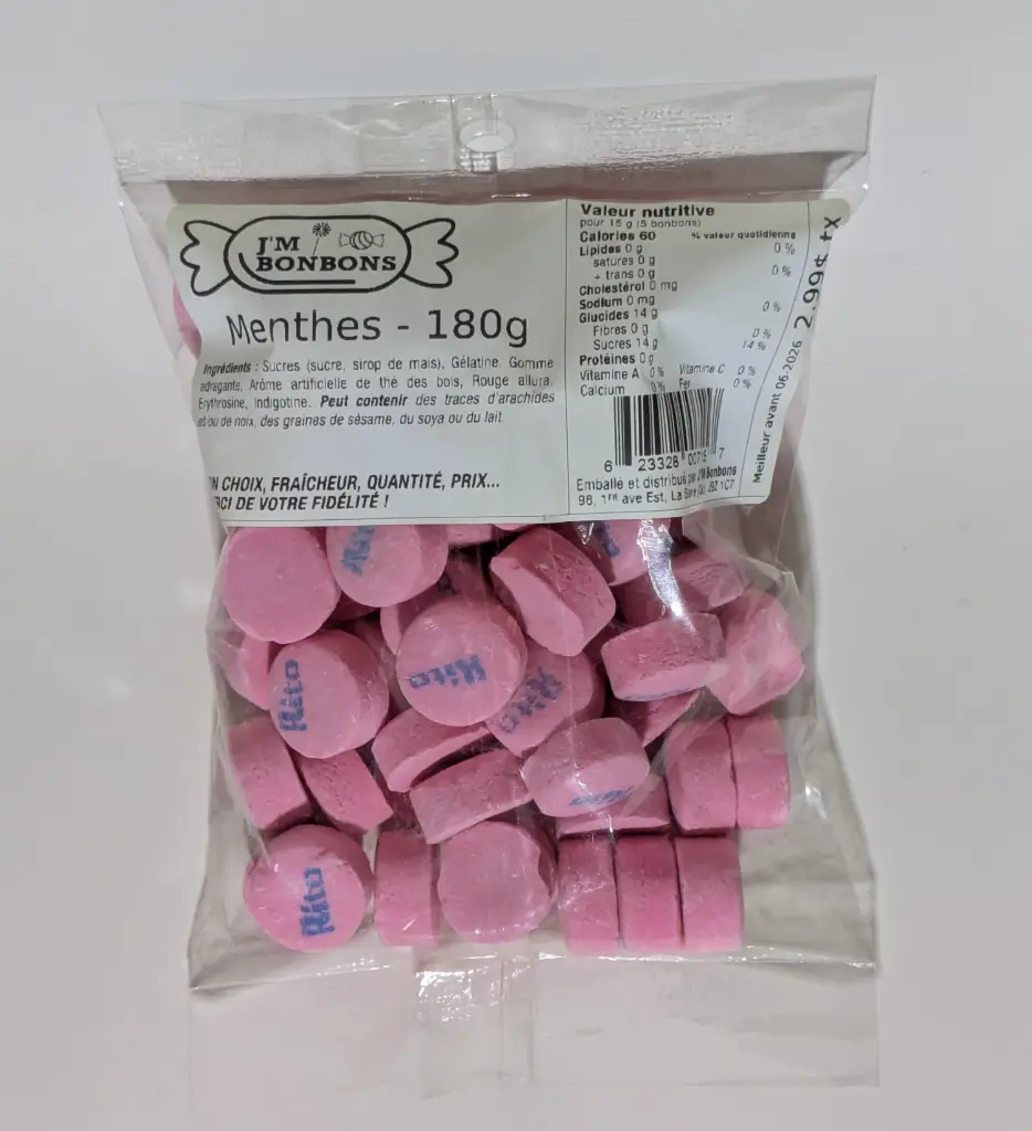 2.99$ Menthe Rose Sac