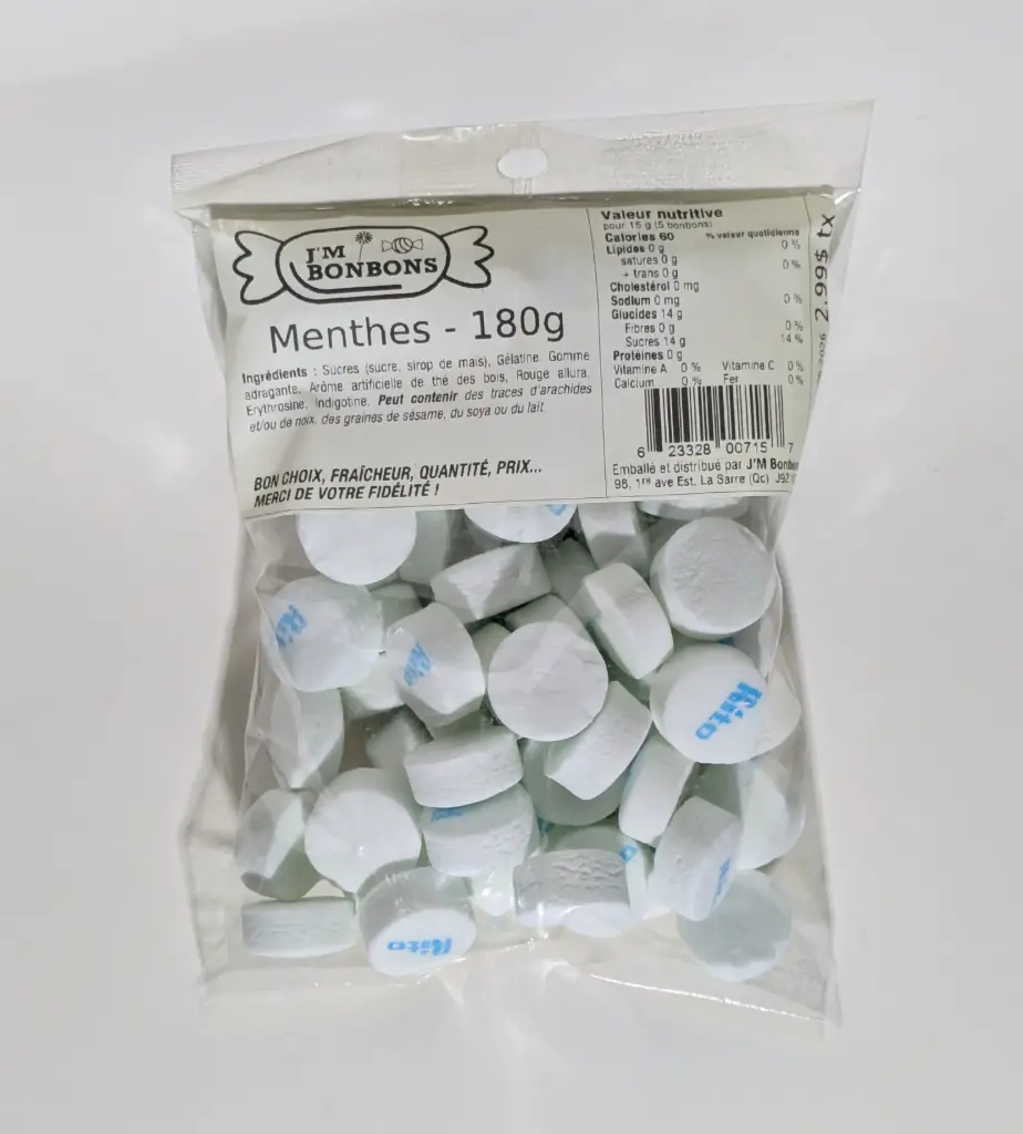 2.99$ Menthe Blanche Sac